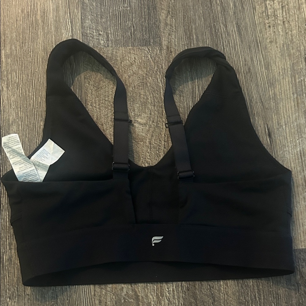 Fabletics Black Scoop Neck Sports Bra with Wide Straps - Picture 2 of 2